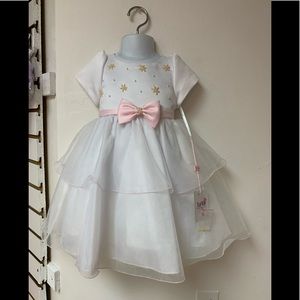 18 Months White & Pink Beaded Easter Birthday Special Occasion Church Dress NWT